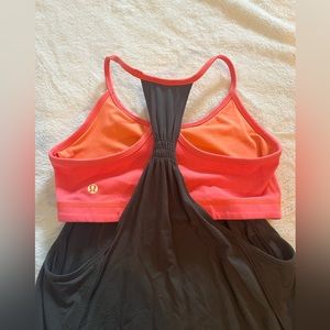 Lululemon neon coral built in sports bra tank top size 4